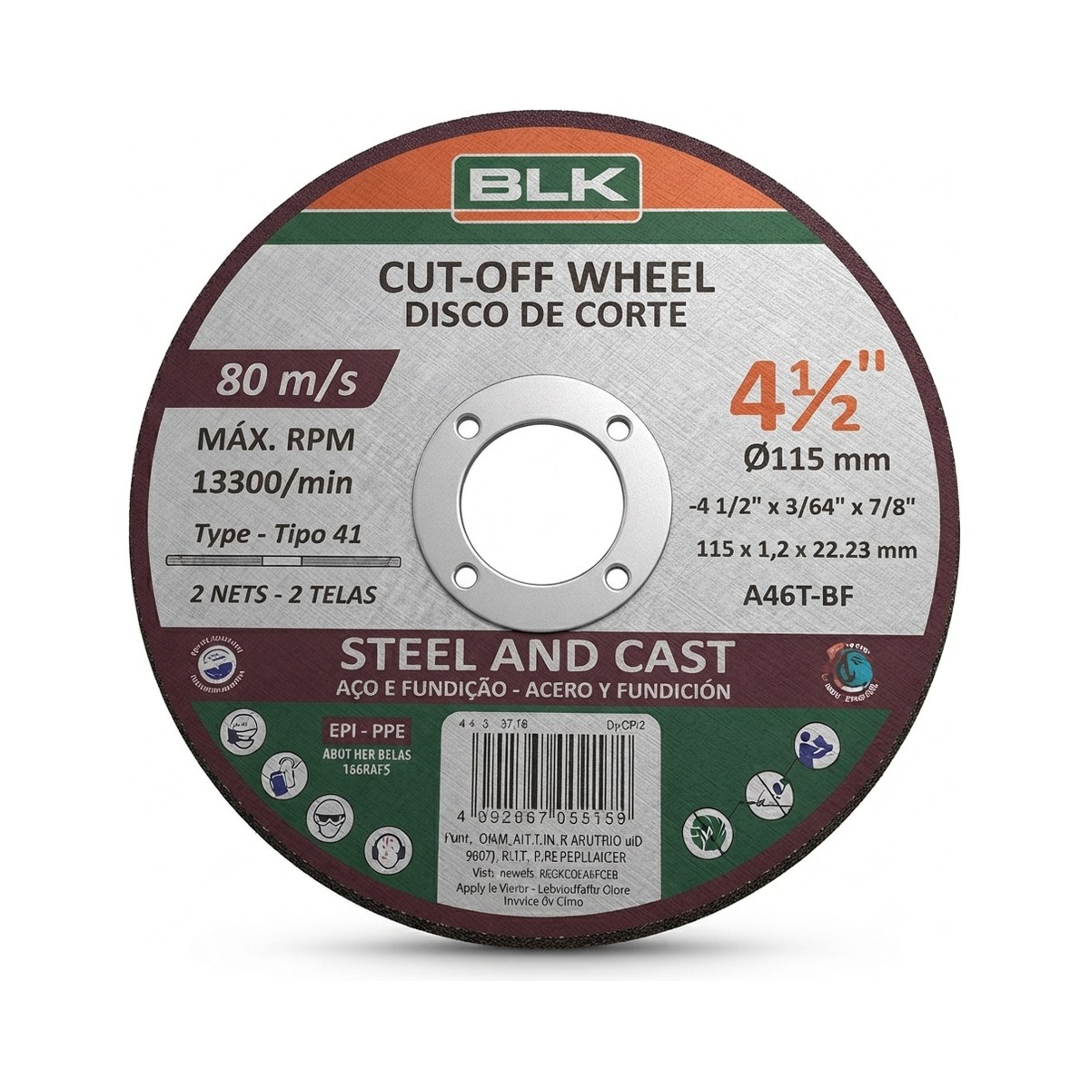 Disco de corte para metal 4 1 2 (115 mm) AURA